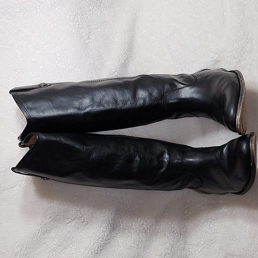 Frye Melissa Button Black Tall Leather Riding Boots Size 9 - Picture 9 of 16